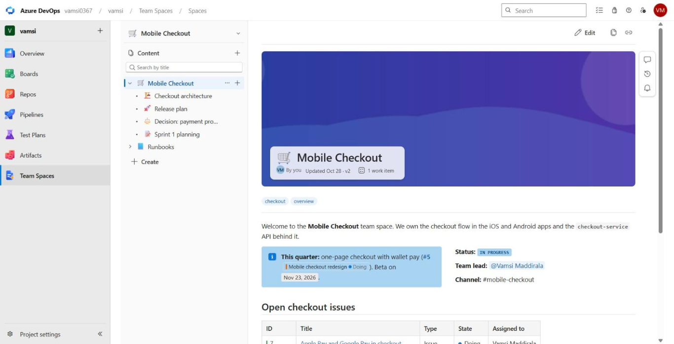 TeamSpaces for Azure DevOps: space